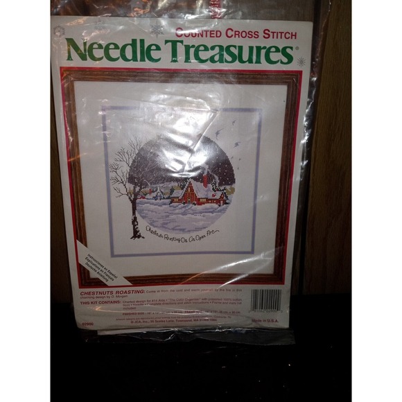 Other - Counted Cross Stitch Kit CHESTNUTS ROASTING Winter Home Snow‎ Christmas